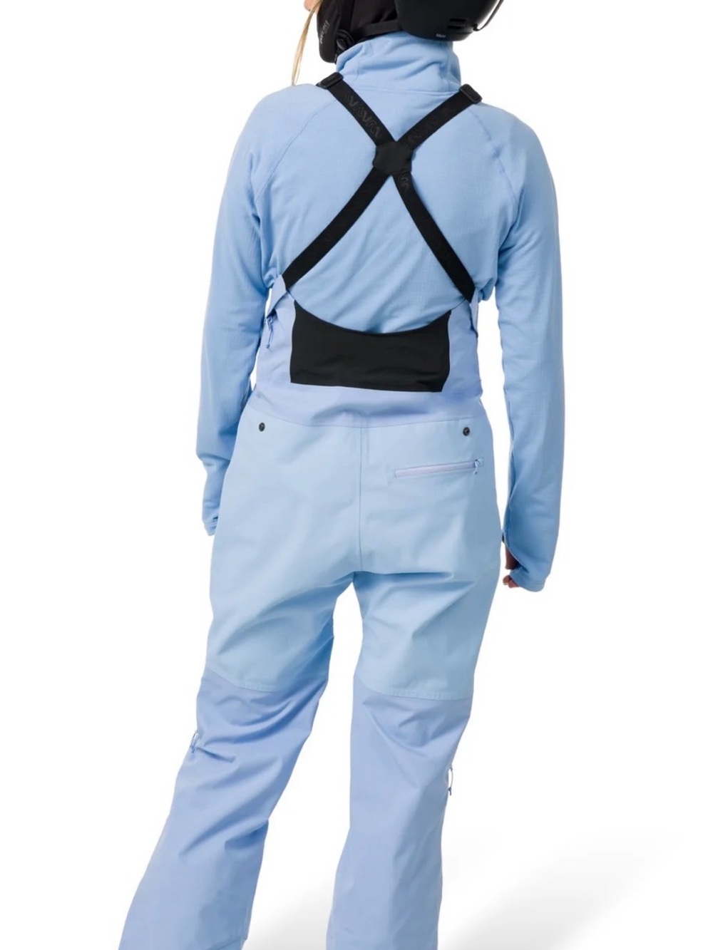 Women's Moxie Flylow Frozen Light Blue Bib Overalls — Insulated Snow Bibs - Picture 2 of 8